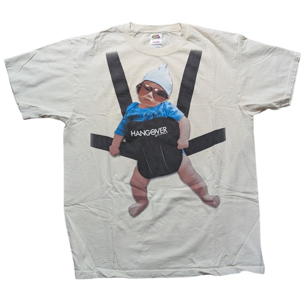 Fruit of the Loom The Hangover Carlos Baby‎ Graphic T-Shirt Cream Mens Large